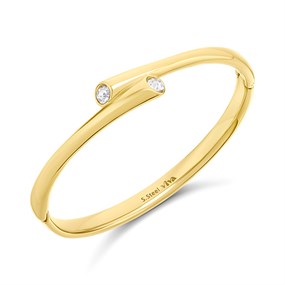 Viva Gold Tone Steel Crystal Bypass Bangle - J76159