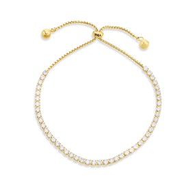 Viva Gold Tone Steel CZ Tennis Adjustable Bracelet - J76161