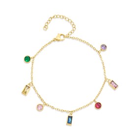 Viva Gold Tone Steel Multi Colour CZ Bracelet - J76162
