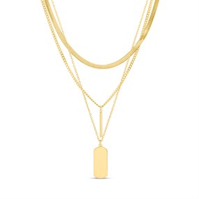 Viva Gold Tone Steel Multi Layer Tag Necklace - J76164