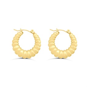 Viva Gold Tone Steel Ribbed Creole Hoop Earrings - J76166