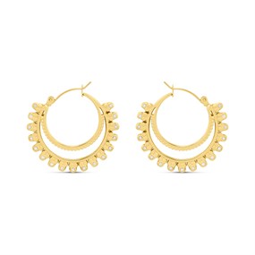 Viva Gold Tone Steel Crystal Double Hoop Earrings - J76168