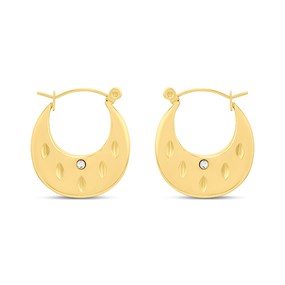 Viva Gold Tone Steel Crystal Patterned Creole Earrings - J76169