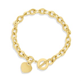 Viva Gold Tone Steel Heart And T-Bar Bracelet - J76172