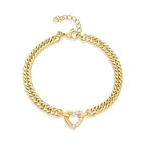 Viva Gold Tone Steel Heart CZ Bracelet - J76175