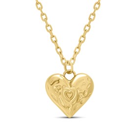 Viva Gold Tone Steel Heart Necklace - J76183