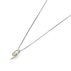 Briolette Silver And Gold Plated Cubic Zirconia Necklace - J77135