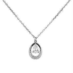 Briolette Silver Cubic Zirconia Teardrop Necklace - J77153