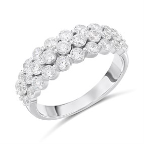 Briolette Silver CZ Three Row Ring - J77190