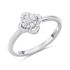 Briolette Silver Floral CZ Ring - J77191