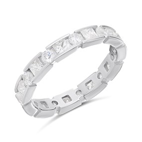 Briolette Silver CZ Baguette Ring - J77198