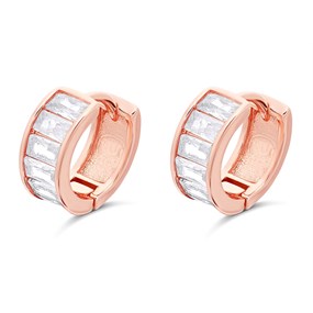 Anne Klein Rose Tone Cubic Zirconia Hoop Earrings - J78253