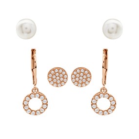 Anne Klein Gold Tone Simulated Pearl Trio Set Of Earrings - J78287