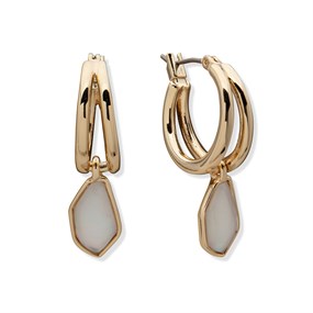 Anne Klein Mother Of Pearl Hoop Drop Earrings - J78310