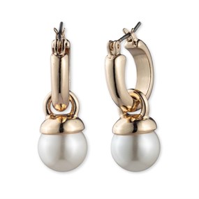 Anne Klein Simulated Pearl Hoop Drop Earrings - J78414