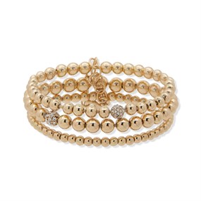 Anne Klein Three Gold Tone  Stretch CZ Bracelets - J78428