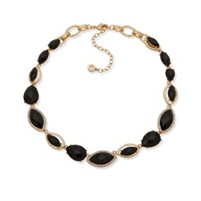 Anne Klein Gold Tone Crystal Jet Necklace - J78441