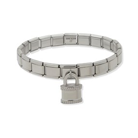 Anne Klein Silver Tone Stretch Bracelet With Padlock - J78454