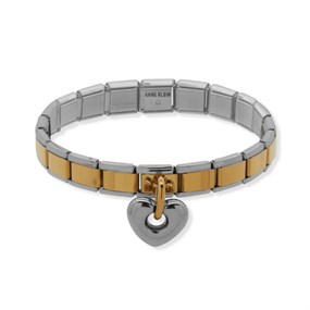 Anne Klein Two Tone Stretch Heart Bracelet - J78455
