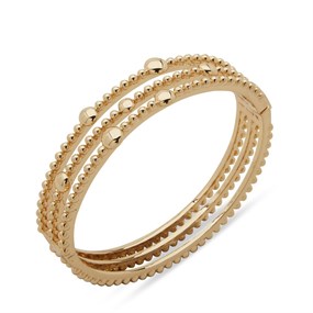 Anne Klein Gold Tone Beaded Treble Row Hinged Bangle - J78466