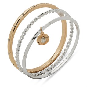 Anne Klein Gold & Silver Tone Crystal Trio Of Bangles - J78474