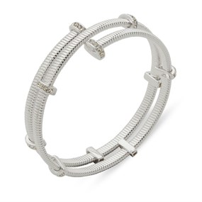 Anne Klein Silver Tone Crystal Bangle - J78478