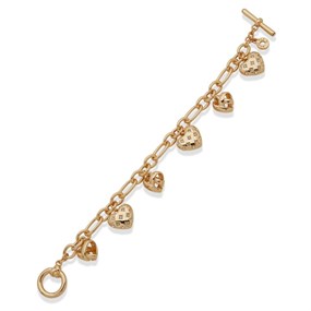 Anne Klein Gold Tone Crystal Heart Charm Bracelet - J78482