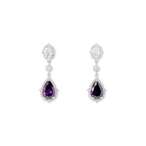 Crystal Allure Purple CZ Drop Earrings - J79106