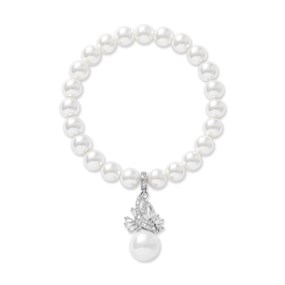 Crystal Allure Imitation Pearl And CZ Drop Bracelet - J79117