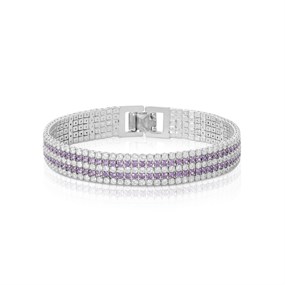 Crystal Allure CZ Five Row Lilac Bracelet - J79123