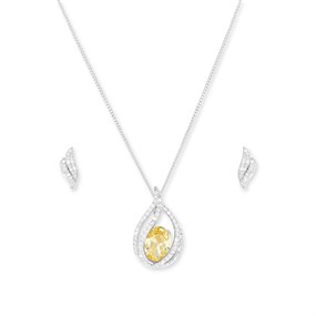 Crystal Allure CZ Caged Drop Necklace And Earrings Set - J79126