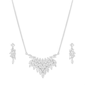 Crystal Allure CZ Deco Style Necklace And Earrings Set - J79129