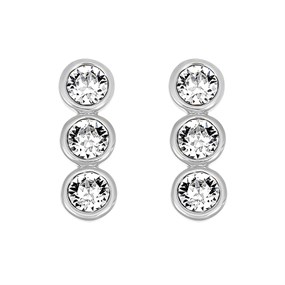 Crystal Allure Clear Crystal Rubover Three Drop Earrings - J80101