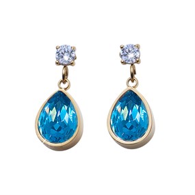 Crystal Allure Light Turquoise Crystal Gold Tone Earrings - J80105
