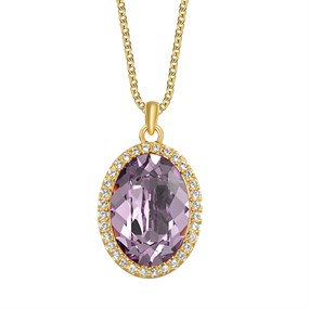 Crystal Allure Light Amethyst Crystal Gold Tone Oval Necklace - J80106