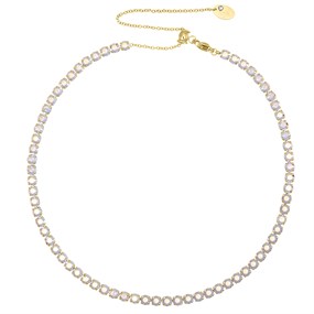 Crystal Allure Aurora Borealis Crystal Gold Tone Tennis Necklace - J80108