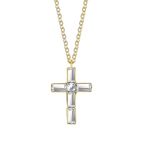 Crystal Allure Clear Crystal Gold Tone Cross Necklace - J80109