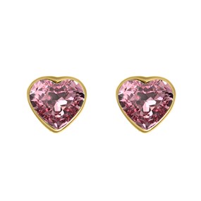 Crystal Allure Light Rose Crystal Gold Tone Heart Stud Earrings - J80113