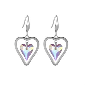 Crystal Allure Aurora Borealis Crystal Heart Drop Earrings - J80122