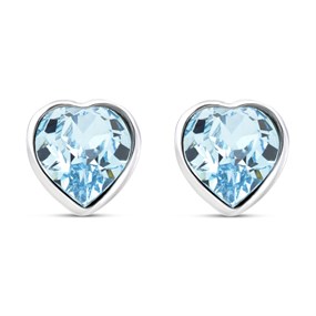 Crystal Allure Aqua Crystal Heart Stud Earrings - J8061