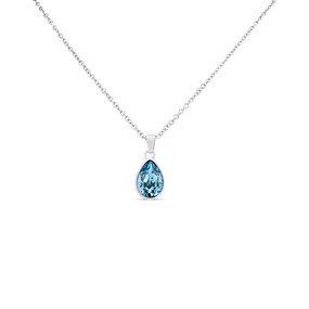 Crystal Allure Light Blue Crystal Teardrop Necklace - J8069