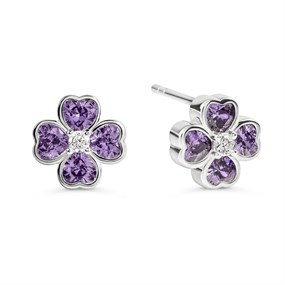 Radley RYJ1565 Silver CZ Purple Heart Flower Earrings - J81165