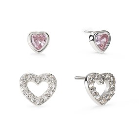 Radley RYJ1177S Silver Tone Pink Heart  And Open Heart Earring Set - J81918