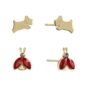 Radley RYJ1502S Pale Gold Tone Ladybird And Dog Earring Set - J81961