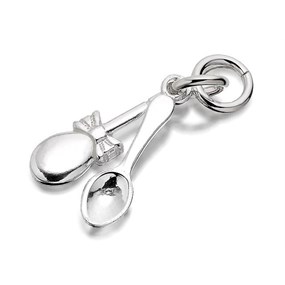 Silver Pair Of Welsh Spoons Charm - J9258