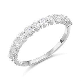 9ct White Gold Lab Grown Diamond 11-Stone Half Eternity Ring, 3/4ct - L40023