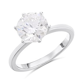 9ct White Gold 6-Claw Solitaire Lab Grown Diamond Ring, 2cts - L40027