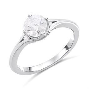 9ct White Gold Lab Grown Diamond Fancy Single Stone Ring, 3/4ct - L40030