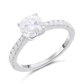 9ct White Gold Lab Grown Diamond Fancy Single Stone Ring, 1.27cts - L40031