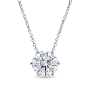 9ct White Gold Lab Grown Diamond Single Stone Necklace, 2cts - L40091
